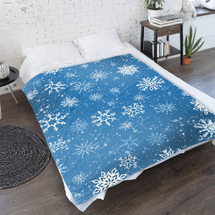 Blauwe Sneeuwvlokken Klassieke Witte Winter Fleece Deken