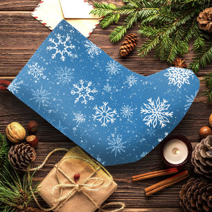 Blauwe Sneeuwvlokken Klassieke Witte Winter Kleine Kerstsok