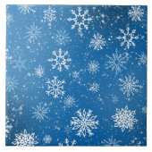 Blauwe Sneeuwvlokken Klassieke Witte Winter Sneeuw Tegeltje (Voorkant)