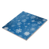 Blauwe Sneeuwvlokken Klassieke Witte Winter Sneeuw Tegeltje (Zijkant)
