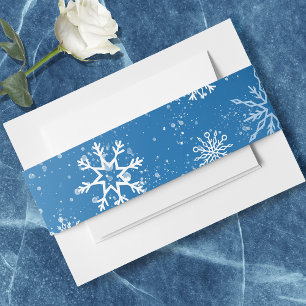 Blauwe Sneeuwvlokken Klassieke Witte Winter Sneeuw Uitnodigingen Wikkel