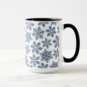 Blauwe sneeuwvlokken mok