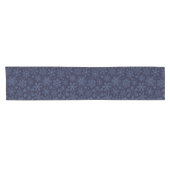 Blauwe sneeuwvlokken op blauw korte tafelloper (Horizontaal)