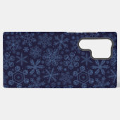Blauwe sneeuwvlokken op blauw samsung galaxy hoesje (Achterkant horizontaal)