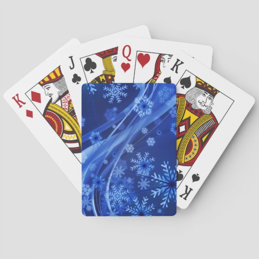 Blauwe sneeuwvlokken pokerkaarten (Achterkant)