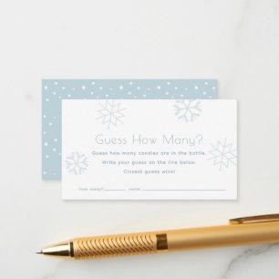 Blauwe sneeuwvlokken raden hoeveel Baby shower er  Informatiekaartje
