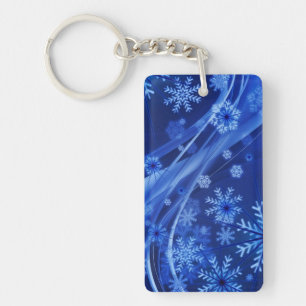 Blauwe sneeuwvlokken sleutelhanger