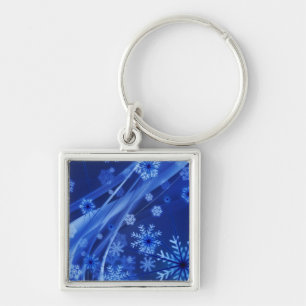 Blauwe sneeuwvlokken sleutelhanger