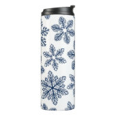 Blauwe sneeuwvlokken thermosbeker (Gedraaid links)