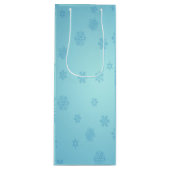 Blauwe sneeuwvlokken wijn cadeautas (Voorkant)