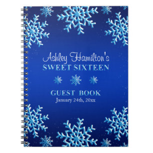 Blauwe Sneeuwvlokken Winter Sweet 16 Gastboek Notitieboek