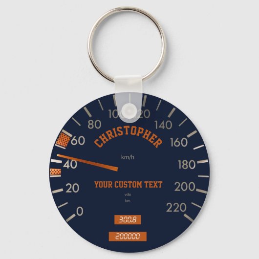 Blauwe snelheidsmeter op dashboardSleutelhanger Sleutelhanger (Voorkant)