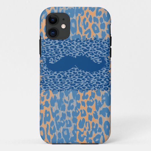 Blauwe snor en luipaard afdrukken Case-Mate iPhone case (Achterkant)