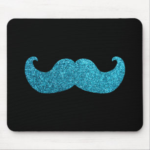 Blauwe snor (Faux Glitter Graphic) Muismat