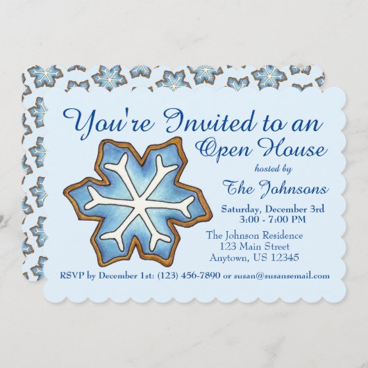 Blauwe Snowflake Kerstmis Hanukkah Holiday Partij Kaart (Voorkant / Achterkant)