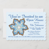 Blauwe Snowflake Kerstmis Hanukkah Holiday Partij Kaart (Voorkant)