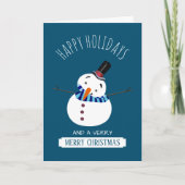 Blauwe Snowman, kerstgroet Kaart (Voorkant)