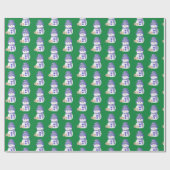 Blauwe Snowman met bruine en witte Bunnies Cadeaupapier (Vlak)