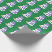 Blauwe Snowman met bruine en witte Bunnies Cadeaupapier (Hoek)