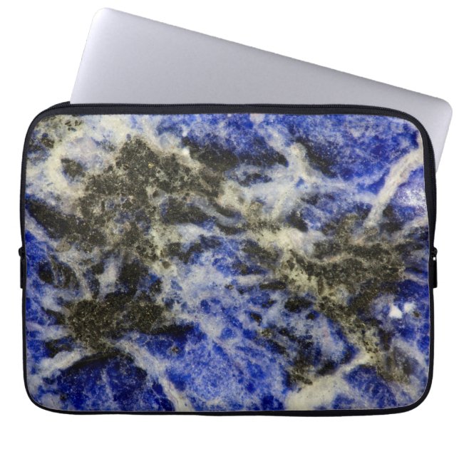 Blauwe sodoliet laptop sleeve (Voorkant)