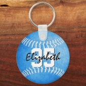 blauwe softball sleutelhanger w player team mascot (Achterkant)
