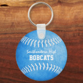 blauwe softball sleutelhanger w player team mascot (Voorkant)
