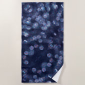 Blauwe Sparkle Bokeh Lichten Strandlaken (Voorkant)