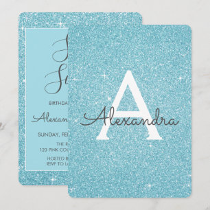 Blauwe Sparkle Glitter Lief Zestien Verjaardag Kaart