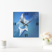 Blauwe sparkle Star-parfume Vierkante Klok (Huis)