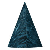 Blauwe Sparkle Zebra Print Feesthoedjes (Achterkant)