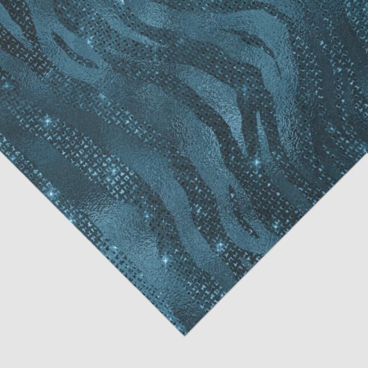 Blauwe Sparkle Zebra Print Tissuepapier (Detail)