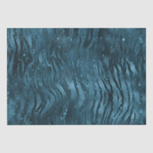 Blauwe Sparkle Zebra Print Tissuepapier