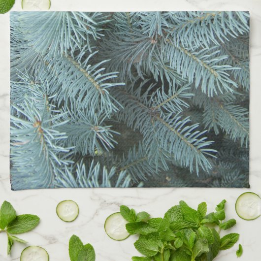 Blauwe sparren grijs groenblijvende boom rustieke theedoek (Gevouwen)
