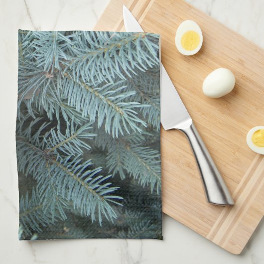 Blauwe sparren grijs groenblijvende boom rustieke theedoek (Quarter Fold)