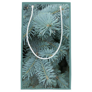 Blauwe sparren grijze groene boom cadeau tas klein cadeauzakje