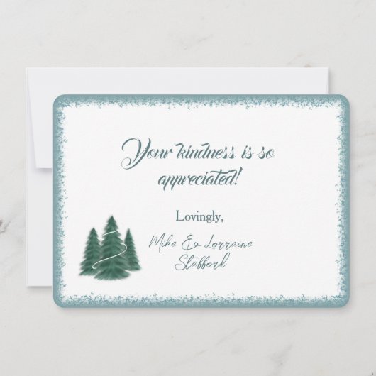 Blauwe sparren Kerstmis Dank u kaart (Achterkant)