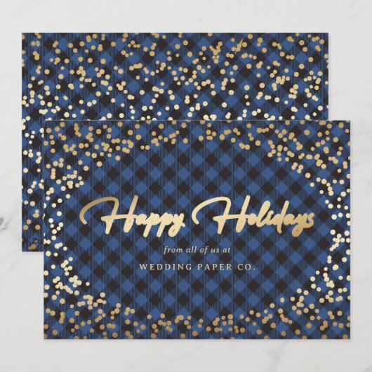 Blauwe spelbreker voor Gold Sneeuwfeestdag Feestdagenkaart (Voorkant / Achterkant)