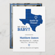 Blauwe speldenkplaat gemaakt in Texas - verticale 