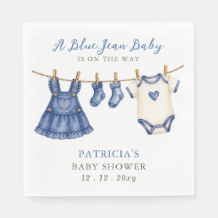 Blauwe Spijkerbaby Is Op Komst Meisje Baby Borrel Servet