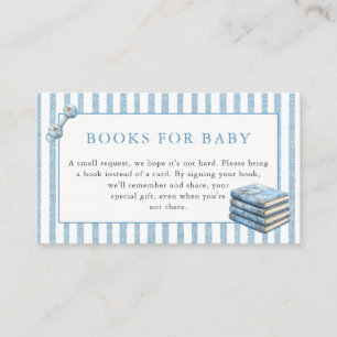 Blauwe spijkerbroek baby baby shower denim boeken informatiekaartje