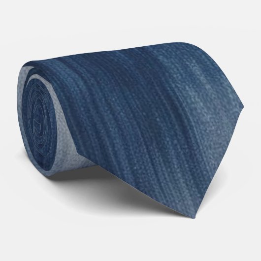 Blauwe spijkerstof das (Opgerold)