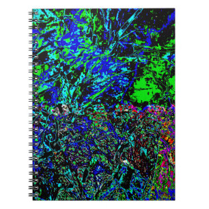Blauwe spikkel abstract spiraal foto notitieboek, notitieboek