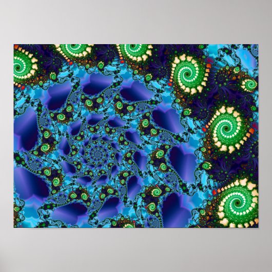 Blauwe Spiraal Poster (Voorkant)