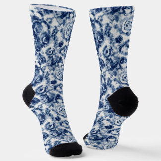 Blauwe spiraal tie-dye bemande sokken