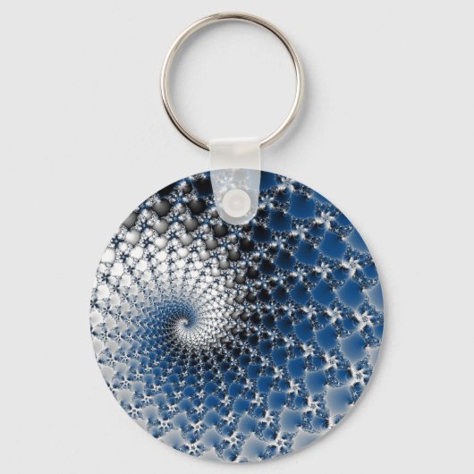 Blauwe spiraalvormige Button Sleutelhanger (Voorkant)