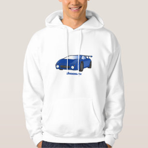 Blauwe sportwagen met afbeelding van luchtfolie hoodie