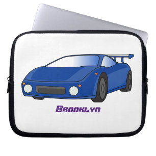 Blauwe sportwagen met afbeelding van luchtfolie laptop sleeve
