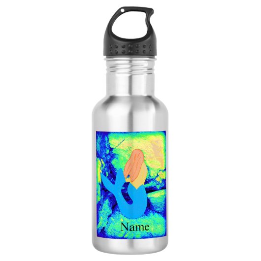 Blauwe staart vermagerd design skin voor iPod touc Waterfles (Voorkant)