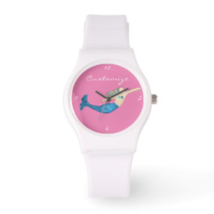 Blauwe staart Zeemeermin die Thunder_Cove zwemt Horloge