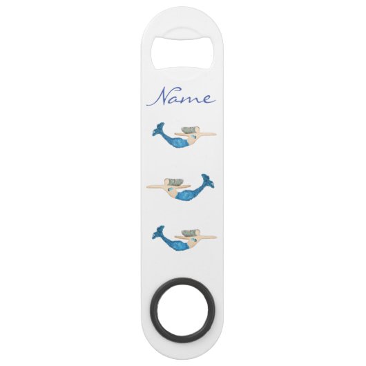 Blauwe staart Zeemeermin die Thunder_Cove zwemt Speed Flessenopener (Voorkant)